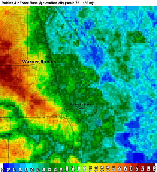 Robins Air Force Base elevation map