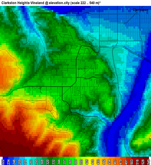 Clarkston Heights-Vineland elevation map