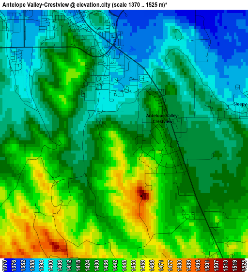 Antelope Valley-Crestview elevation map