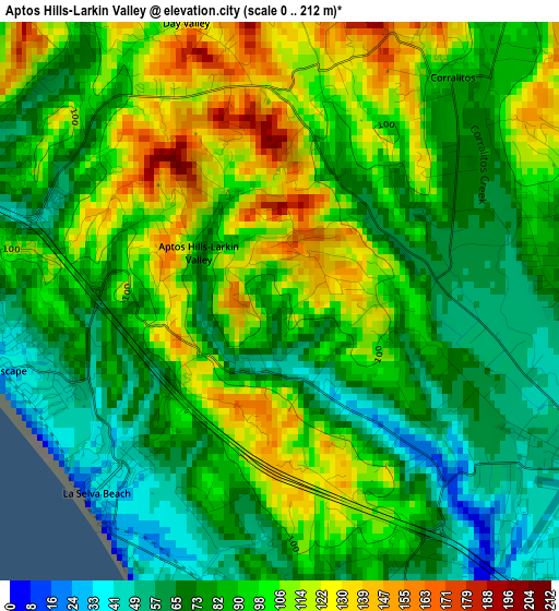 Aptos Hills-Larkin Valley elevation map