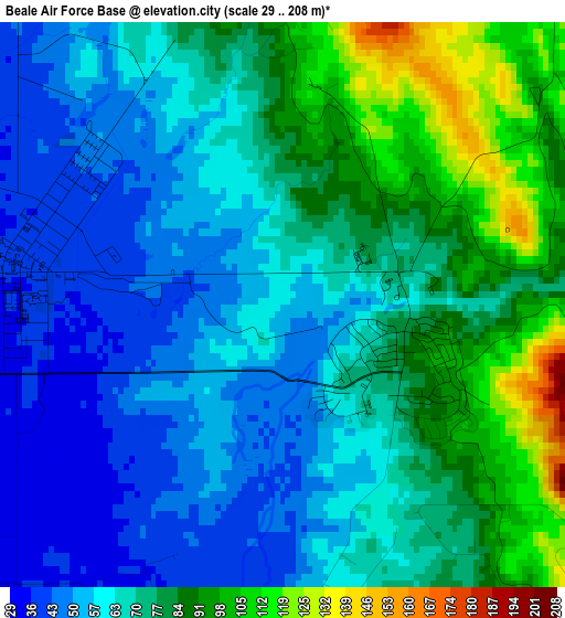 Beale Air Force Base elevation map