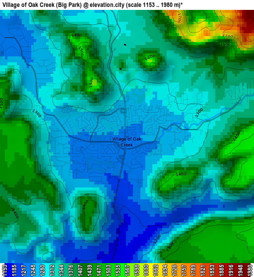Village of Oak Creek (Big Park) elevation map