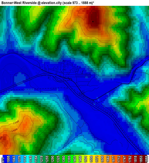 Bonner-West Riverside elevation map