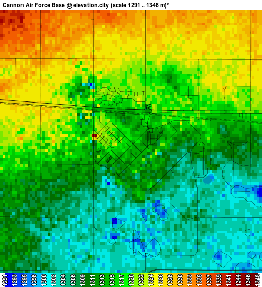 Cannon Air Force Base elevation map