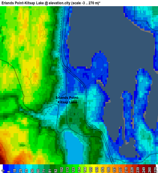 Erlands Point-Kitsap Lake elevation map