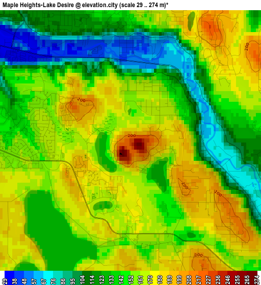 Maple Heights-Lake Desire elevation map