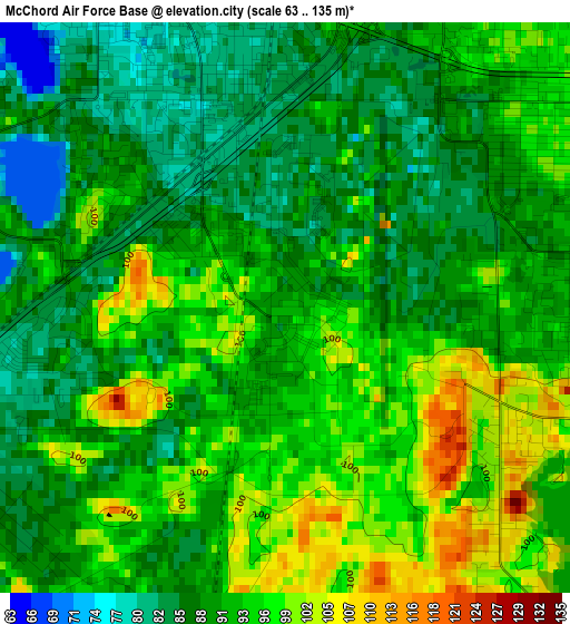 McChord Air Force Base elevation map