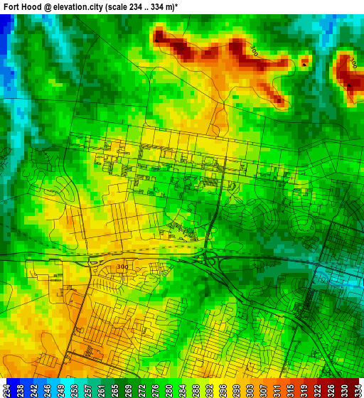 Fort Hood elevation map