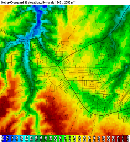 Heber-Overgaard elevation map