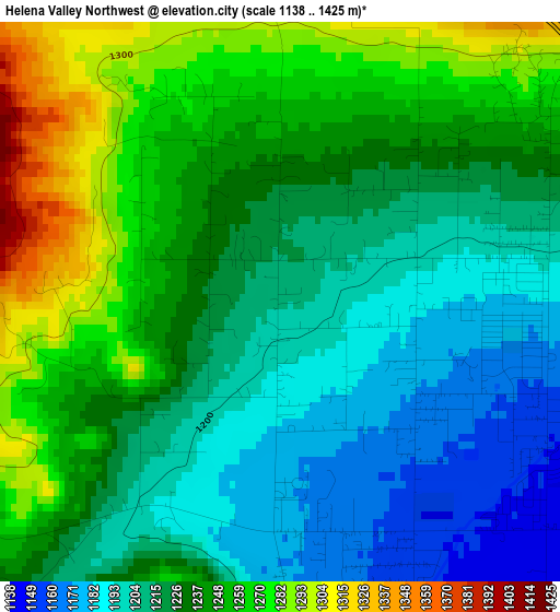 Helena Valley Northwest elevation map