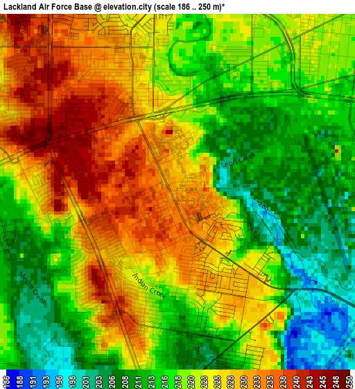 Lackland Air Force Base elevation map