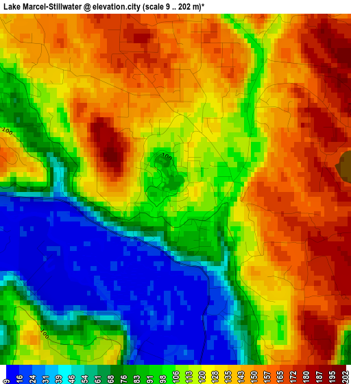 Lake Marcel-Stillwater elevation map