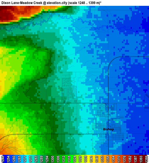 Dixon Lane-Meadow Creek elevation map