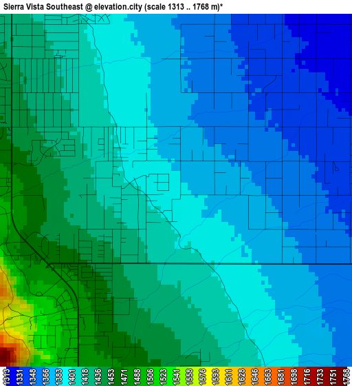 Sierra Vista Southeast elevation map