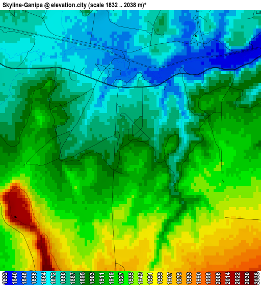 Skyline-Ganipa elevation map