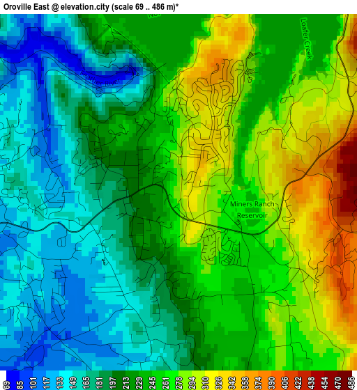 Oroville East elevation map