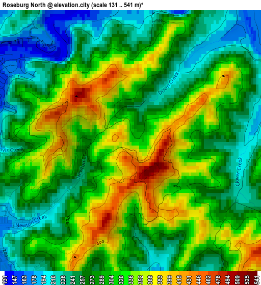 Roseburg North elevation map