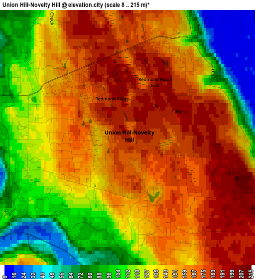 Union Hill-Novelty Hill elevation map