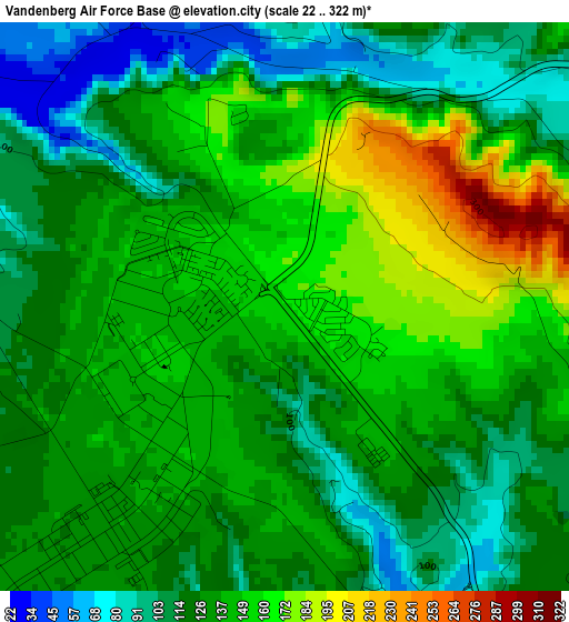 Vandenberg Air Force Base elevation map