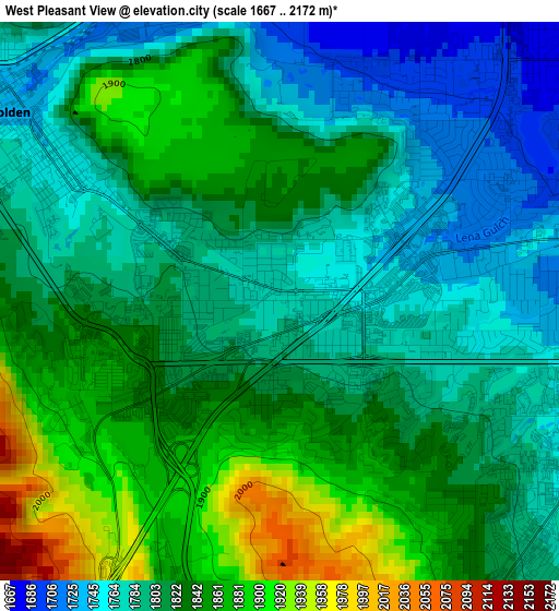 West Pleasant View elevation map