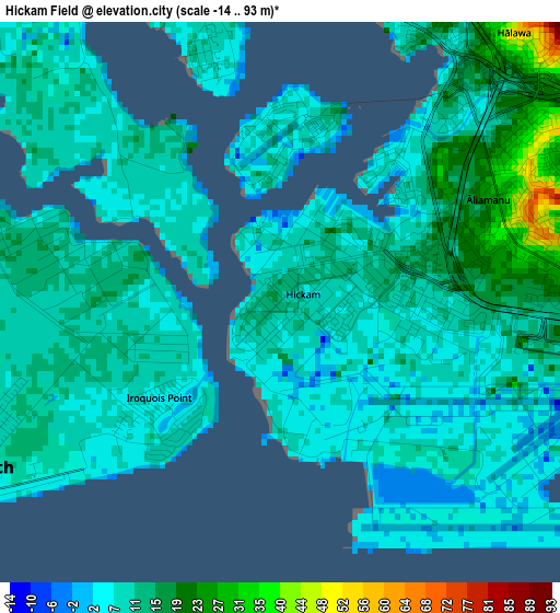 Hickam Field elevation map