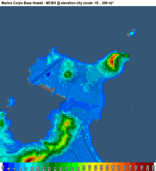 Marine Corps Base Hawaii - MCBH elevation map