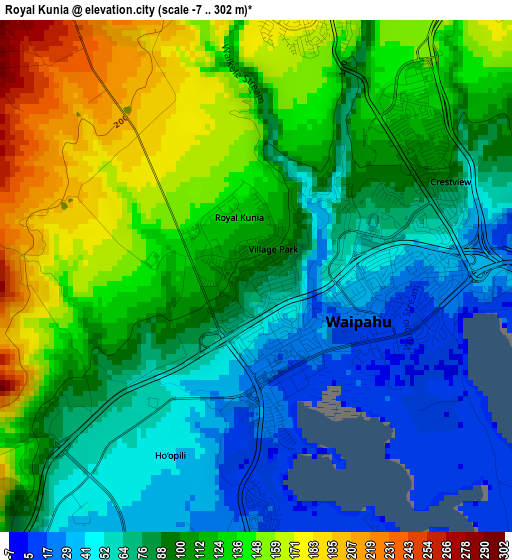 Royal Kunia elevation map