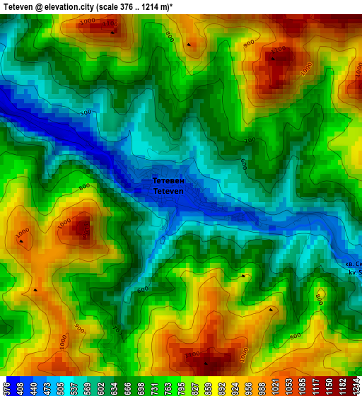 Teteven elevation map