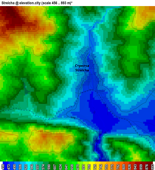 Strelcha elevation map