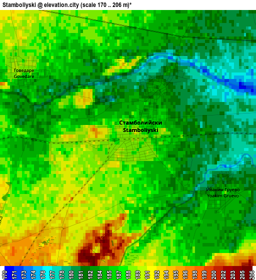 Stamboliyski elevation map