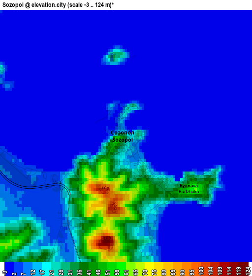 Sozopol elevation map