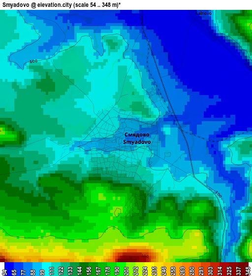 Smyadovo elevation map