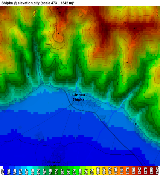 Shipka elevation map