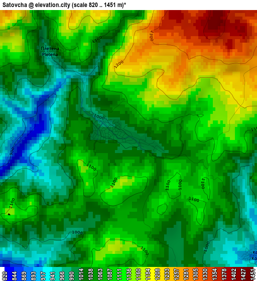 Satovcha elevation map