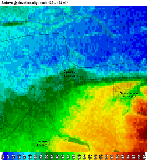 Sadovo elevation map