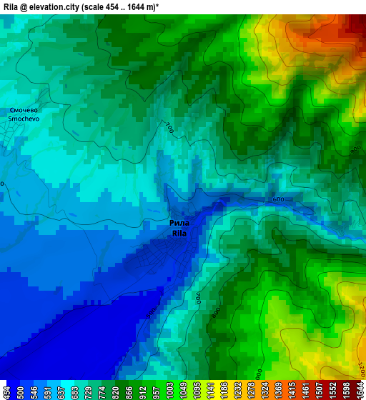 Rila elevation map