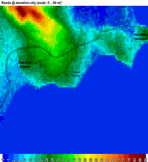 Ravda elevation map