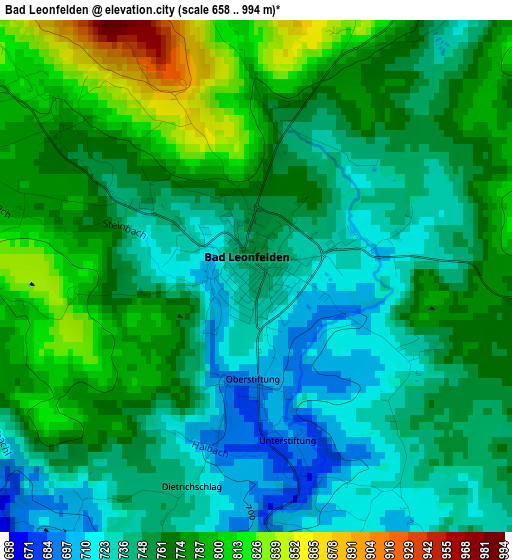 Bad Leonfelden elevation map