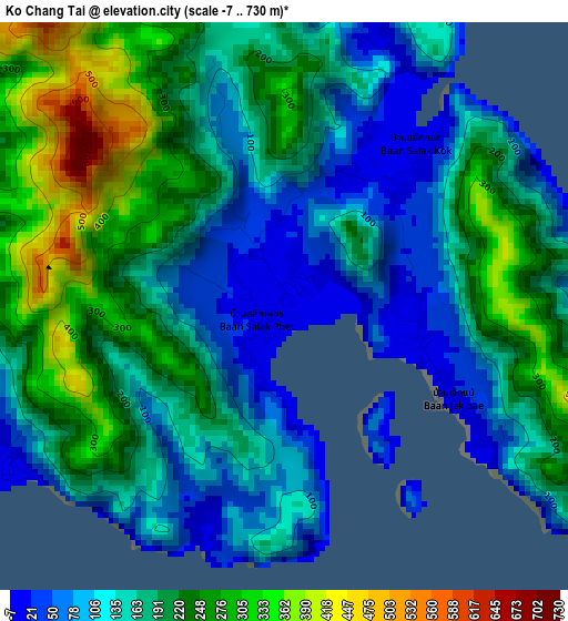 Ko Chang Tai elevation map