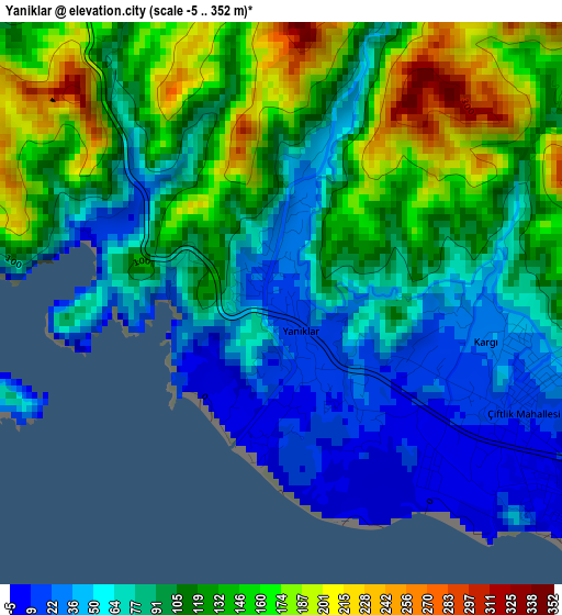 Yaniklar elevation map