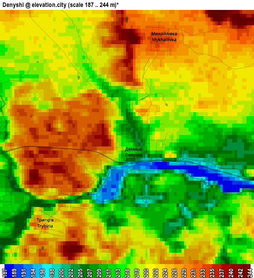 Denyshi elevation map