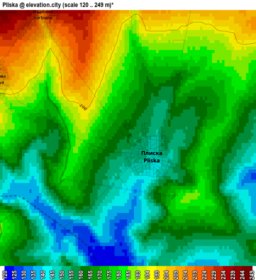 Pliska elevation map