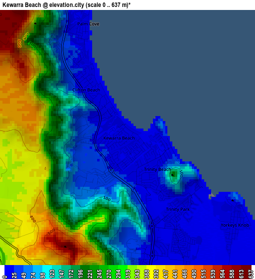 Kewarra Beach elevation map