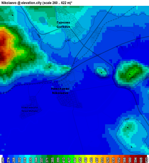 Nikolaevo elevation map