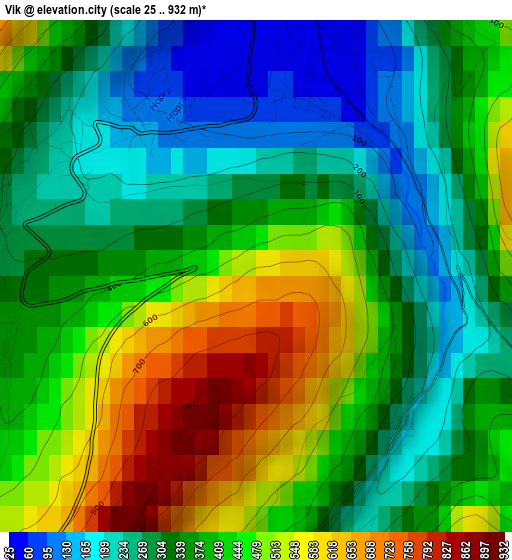 Vik elevation map