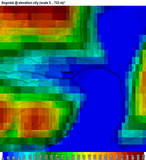 Sogndal elevation map