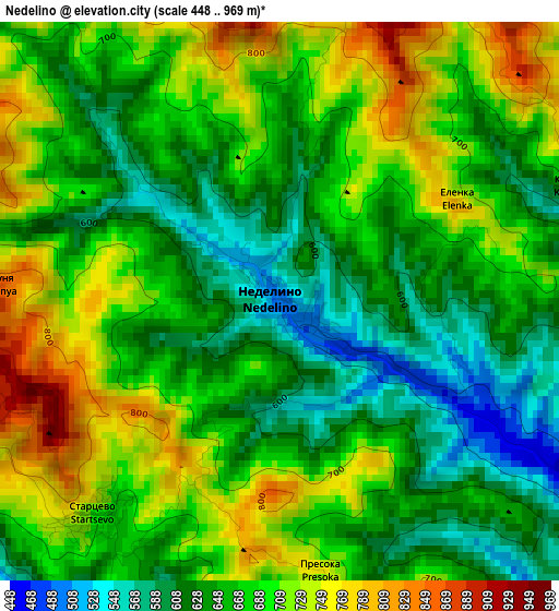 Nedelino elevation map