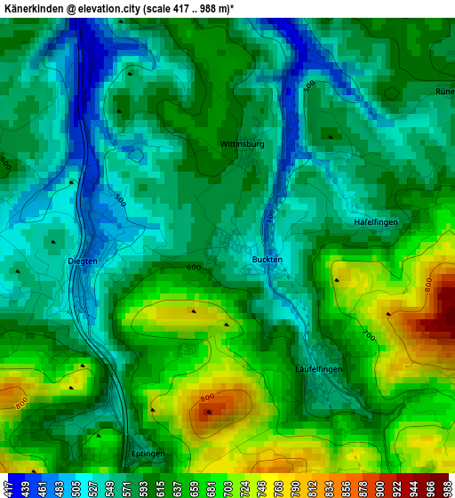 Känerkinden elevation map