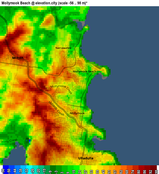 Mollymook Beach elevation map