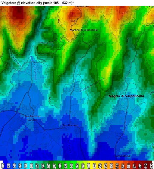 Valgatara elevation map
